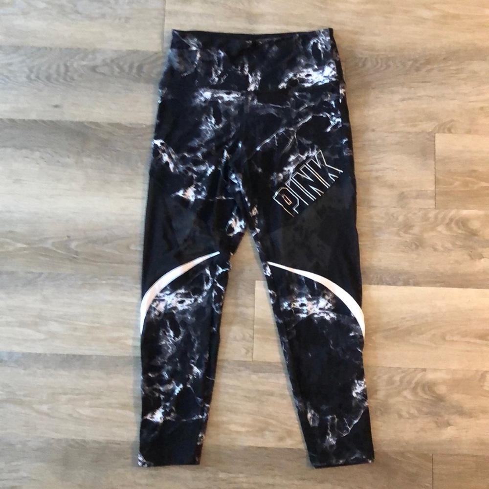 Victoria Secret PINK Grey & Black Tye Dye Leggings Meshed